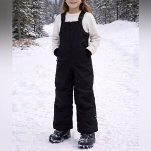 Land’s End Girls Snow Bib Size 10 Black Insulated Ski Pants Winter